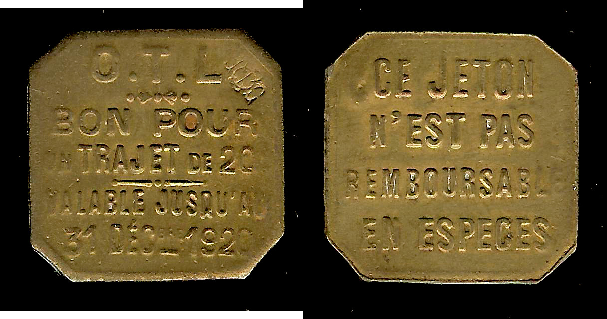 Lyon (Rhone-69) Tramway 20 centimes 1920 AU